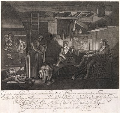 Filemon och Baucis hus, graverat av greve Hendrik Goudt (1585-1630) av Adam Elsheimer