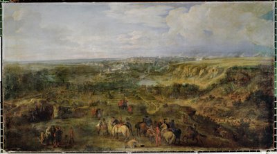 Utsikt över Luxemburg stad från Mansfeld-baden ... av Adam Frans van der (circle of) Meulen