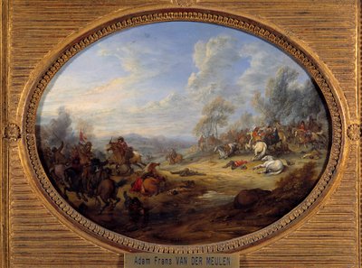 Cavalry Shock Ett slag under Ludvig XIV:s styre. Målning av Adam Van der Meulen (1632-1690) Sön. 0,2x0,27 m av Adam Frans van der Meulen