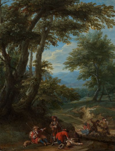 Landskap med ett bakhåll av Adam Frans van der Meulen