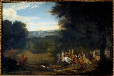 Ludvig XIV jagar. Målning av Adam Francois Van Der Meulen av Adam Frans van der Meulen