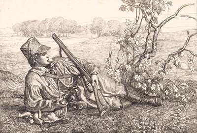 Landskap med en vilande jägare av Adam Müller