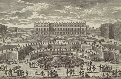 Utsikt över Versailles Utsikt över Versailles, trädgårdsfasad, 1680-talet. av Adam Perelle