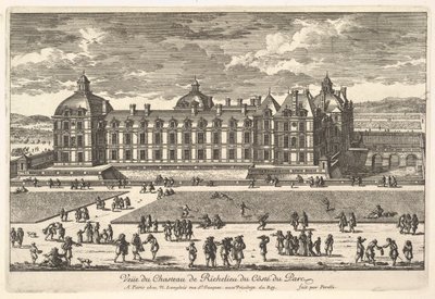 Utsikt över Château de Richelieu från sidan av parken, 1600-talet. av Adam Perelle