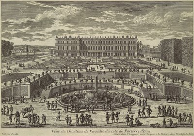 Utsikt över Versailles, trädgårdsfasad, 1680-talet av Adam Perelle