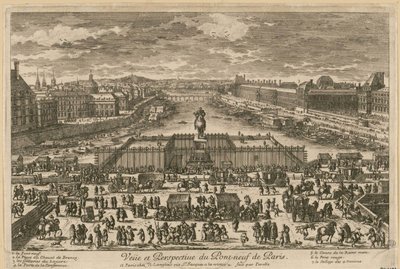Utsikt över Pont Neuf i Paris, andra hälften av 1600-talet.. av Adam Perelle
