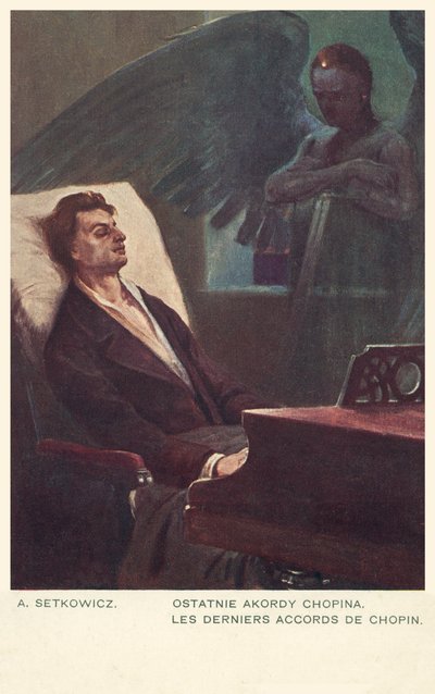 The Last Chords of Chopin (färg litho) av Adam Setkiewicz