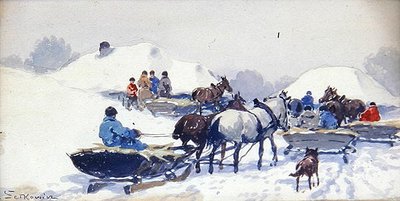 Vinter på landet (akvarell & penna på papper) av Adam Setkiewicz