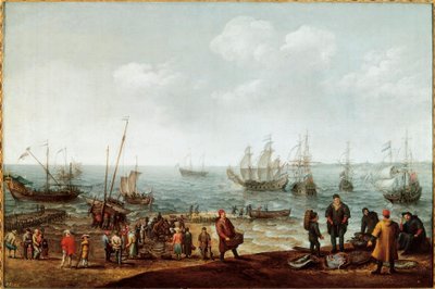 Strand med fiskare av Adam Willaerts