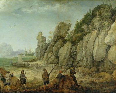 Detalj av jakt på vildget vid kusten, 1620 av Adam Willaerts