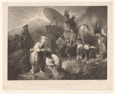 De doop van de kamerling genom Philippus Den helige Filip döper eunucken av drottningen av Candace (titel på objektet) av Adam von Bartsch