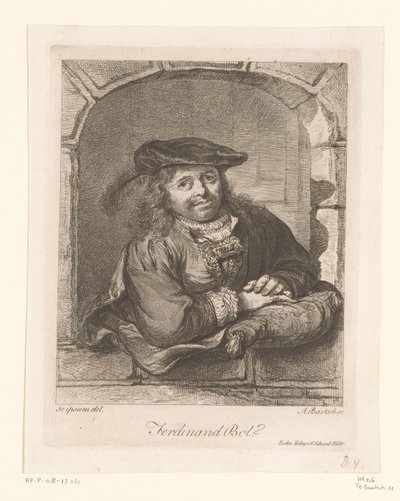 Porträtt av Ferdinand Bol i ett fönster av Adam von Bartsch