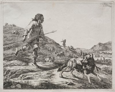 Herde jagar en varg, 1803. av Adam von Bartsch