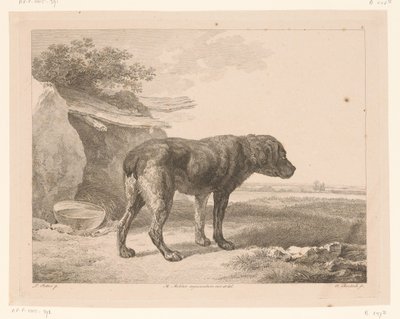 Stående hund i ett landskap Djur efter målningar av holländska mästare (serietitel) Différens animaux graves d