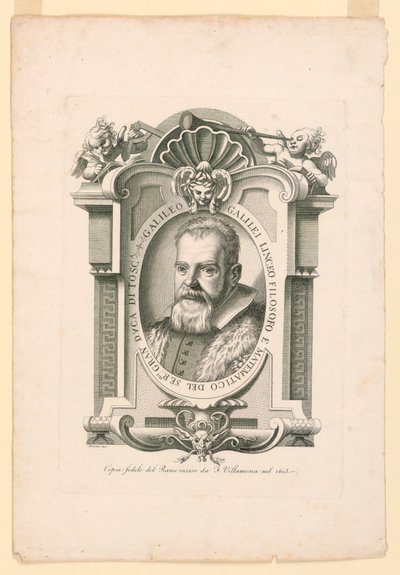 Porträtt av Galileo Galilei (1562-1642) av Adamo Fioroni, active first half of 19th century