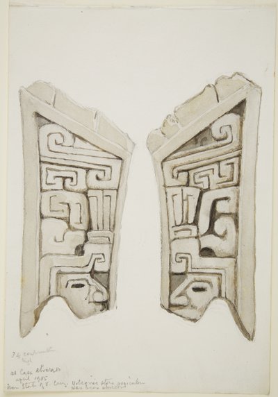Arved stenrelief från Veracruz, Mexiko (akvarell) av Adela Breton