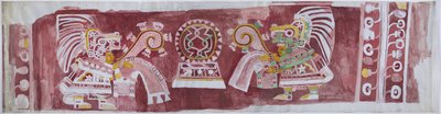 Kopia av en väggmålning från Casa de Barrios i Teopancaxco, Teotihuacan, Mexico State av Adela Breton