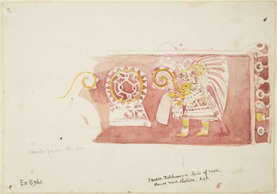 Fresk från Casa de Barrios, Teopancaxco, Teotihuacan, Mexiko (akvarell) av Adela Breton