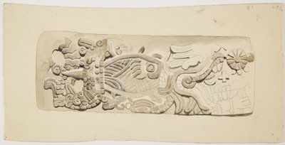 Stenrelief från Mexico City, Mexiko (akvarell) av Adela Breton