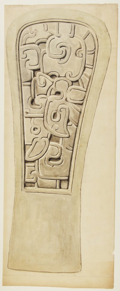 Stenrelief från Veracruz, Mexiko (akvarell och grafit) av Adela Breton
