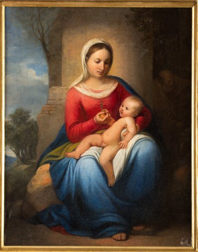 Madonna och Jesusbarnet (olja på duk) av Adeodato Malatesta or Malatesti