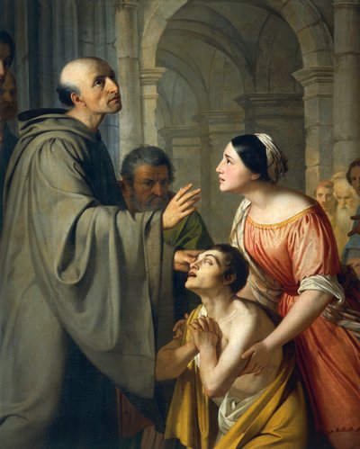 St Mauro Abbot ger syn till ung blind man av Adeodato Malatesta or Malatesti
