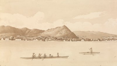 "Apia Bay, Upolu, NavigatorsIslands [Samoa] 18 september 1849 av Admiral Sir Edward Gennys Fanshawe