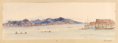Borneo - Looking up the River from our house från West Indies, North American and Borneo scrapbook, ca 1845 (Akvarell) av Admiral Sir Edward Gennys Fanshawe