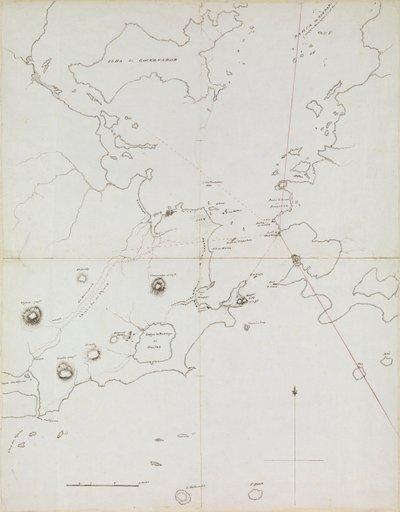 Karta över hamnen i Rio de Janeiro, Brasilien, ca 1849 (penna, bläck) av Admiral Sir Edward Gennys Fanshawe