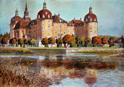 Utsikt över slottet Moritzbourg Tryck av Adolphe Nother (1855-?) 1800-talets Paris, dekorativ konst av Adolf Noether