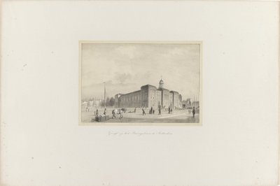 Utsikt över Beursgebouw i Rotterdam, 1854 Utsikt över Beursgebouw i Rotterdam (titel på objekt) Society for the Promotion of Toonkunst, dess musikfestival och staden Rotterdam. minne av året 1854 (serietitel på objekt) av Adolf Carel Nunnink
