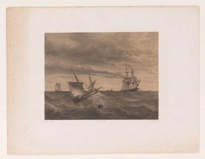 Segelbåtar på det vilda havet av Adolf Carel Nunnink