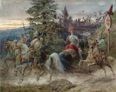 Vägen till Chernomor. Illustration till dikten Ruslan och Lyudmila av A. Pushkin av Adolf Charlemagne