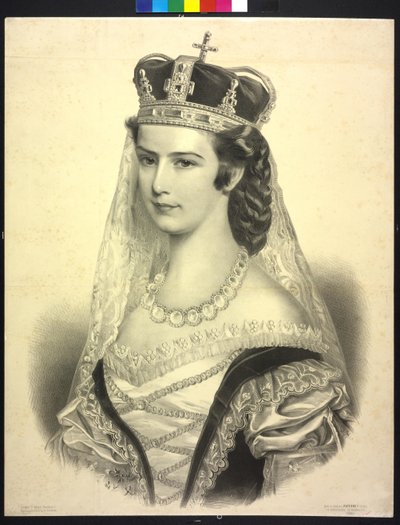 Kejsarinnan av Österrike Elisabeth (litografi) av Adolf Dauthage