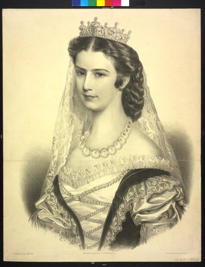 Kejsarinnan av Österrike Elisabeth (litografi) av Adolf Dauthage