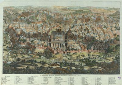 Jerusalem-kartan Allmän bild av det historiska och moderna Jerusalem, ca 1862 av Adolf Eltzner