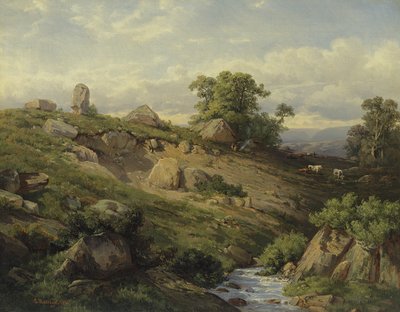Valley Slope med Rock Fall, 1861 av Adolf Mosengel