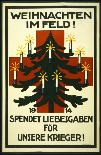 Julkampanj från tyska Röda Korset med uppmaning att skicka paket till trupper vid fronten, pub. München av Adolf Munzer