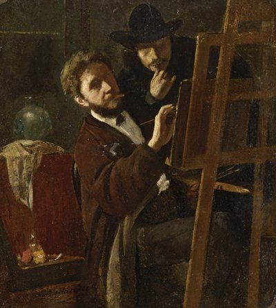 Oberländer och Karl Haider vid staffliet av Adolf Oberländer