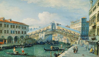 Rialtobron vid Canal Grande, Venedig av Adolf Sukkert