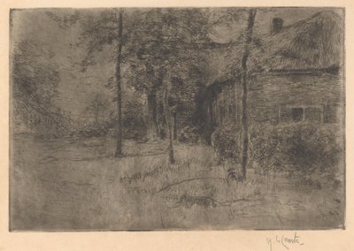 Halmtak bondgård av Adolf le Comte (signed by artist)