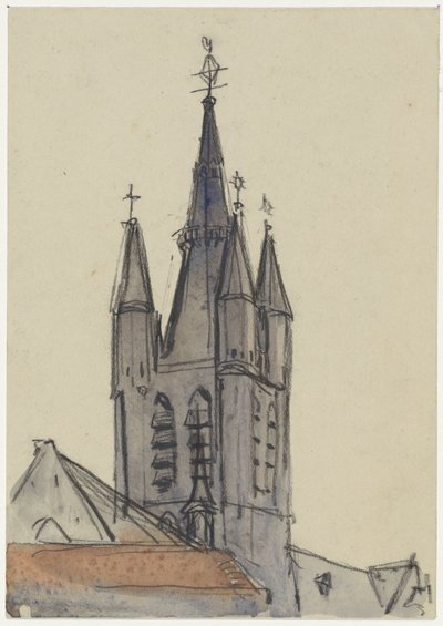 Tornet i den gamla kyrkan i Delft av Adolf le Comte