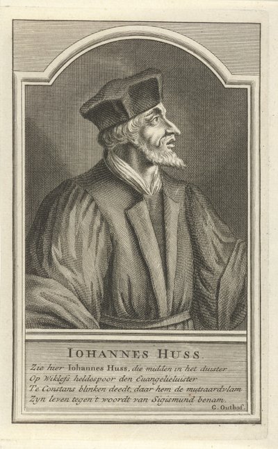 Porträtt av John Hus, ca. 1710 av Adolf van der Laan