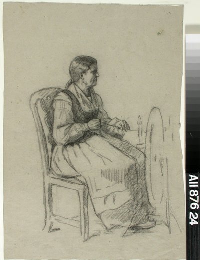 Snurrande kvinna av Adolf von Becker