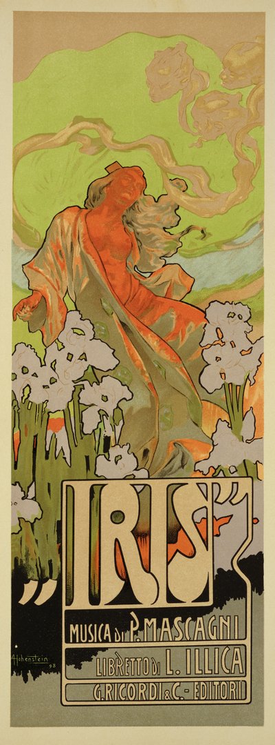 Omslag till partitur och libretto till operan "Iris", 1898 av Adolfo Hohenstein