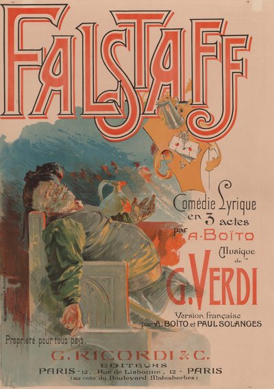Affisch för operan Falstaff av Giuseppe Verdi, 1894. av Adolfo Hohenstein