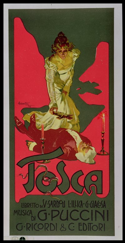 Tosca, affisch som annonserar en föreställning av Adolfo Hohenstein