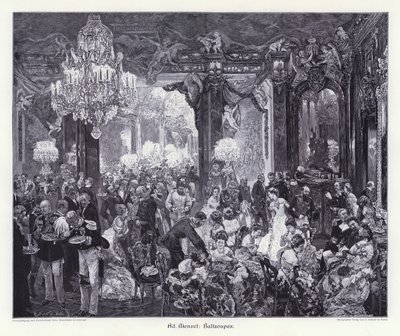 Ball Supper (gravyr) av Adolph Friedrich Erdmann von (after) Menzel