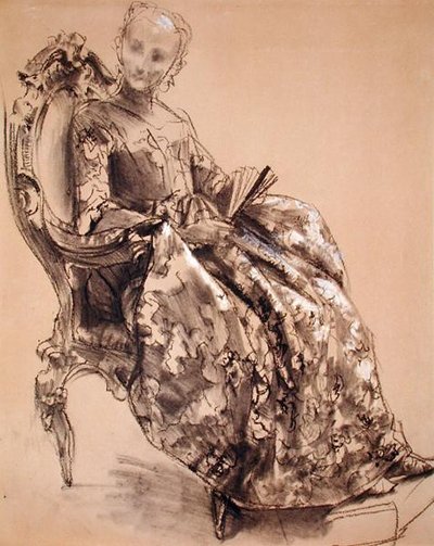En studie av prinsessan Amalie av Preussen (krita på papper) av Adolph Menzel