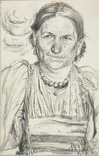 Porträtt av en bondkvinna av Adolph Menzel
